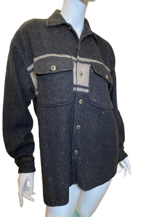 90s Vintage Stripe Shacket: Wool Blend, Unisex, S… - image 3