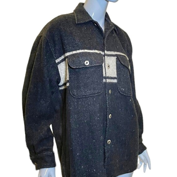 90s Vintage Stripe Shacket: Wool Blend, Unisex, S… - image 1