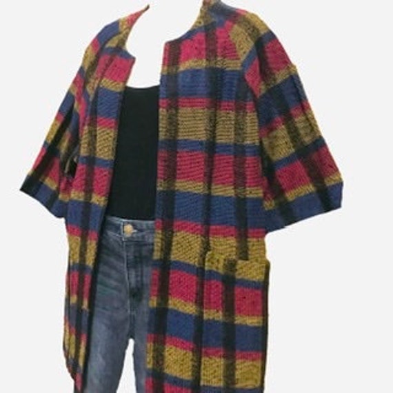 Color Block Plaid Duster, 1950s Vintage Plaid Jac