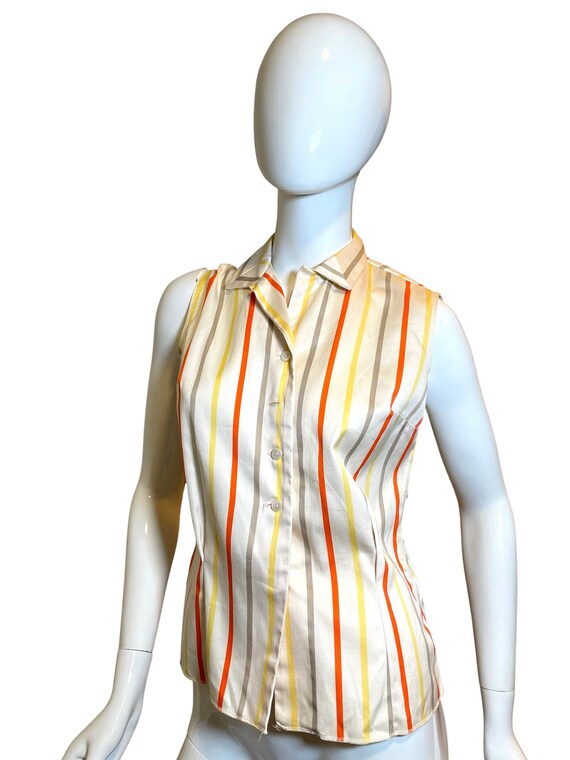 Retro Multicolor Stripe Button Down Shirt-Medium … - image 2