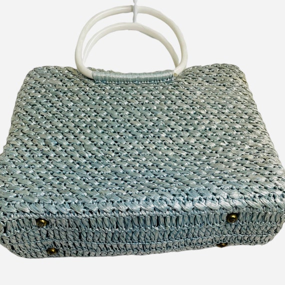 Retro Pastel Raffia Straw Top Handle Bag-Raffia S… - image 2