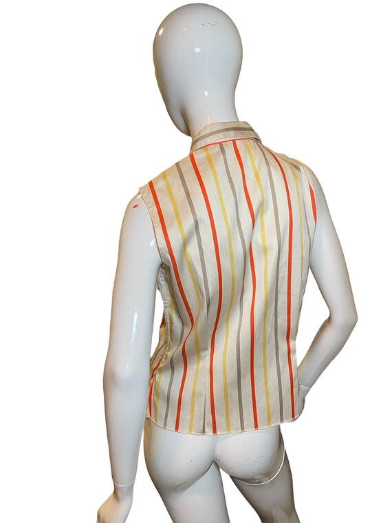 Retro Multicolor Stripe Button Down Shirt-Medium … - image 4