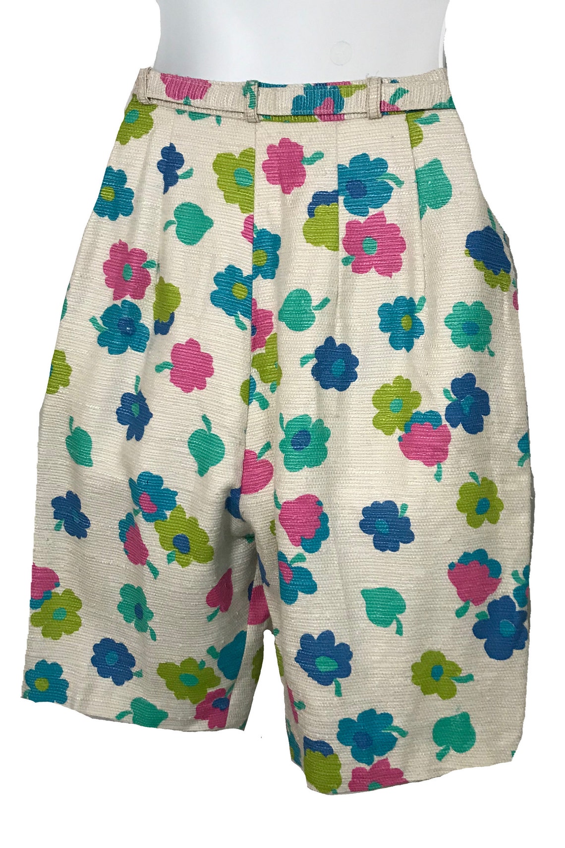 1960s Vintage Floral Bermuda Shorts Etsy