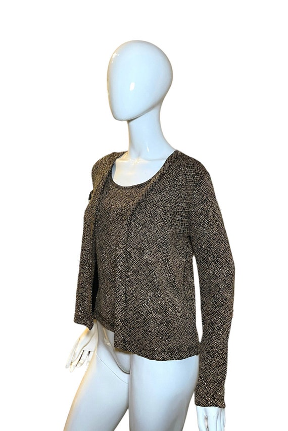 Retro Metallic Coordinated Top Cardigan Set-Metal… - image 3