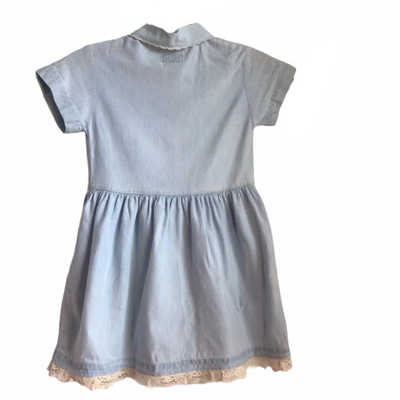 Retro Embroidered Denim Dress Girl XXS Girls-Flor… - image 2