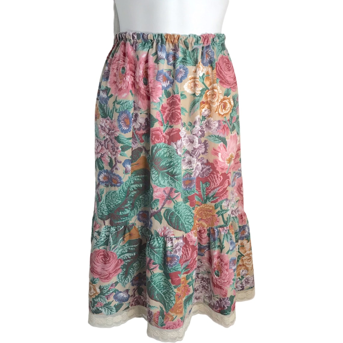 Vintage 70s Ruffle Lace Skirt/boho/elastic - Etsy Singapore