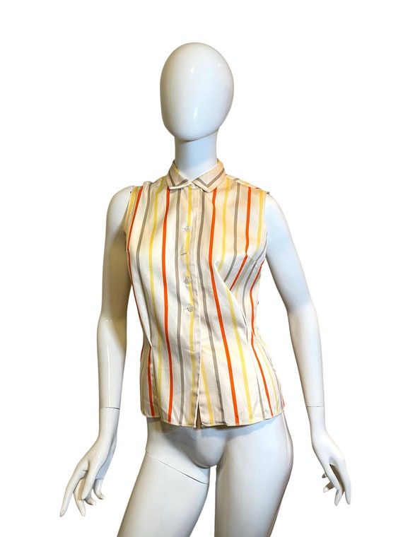 Retro Multicolor Stripe Button Down Shirt-Medium … - image 6