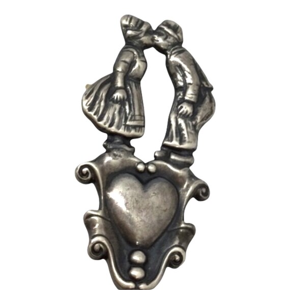 Retro Sterling Silver Heart Spoon Brooch-Sterling… - image 9