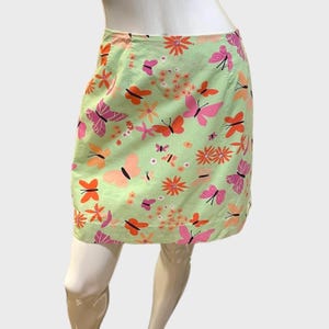 Vintage 80s Lilly Pulitzer Butterfly Flower Skirt-Retro Lilly Pulitzer Bonjour Palm Green Skirt-Medium White Label Lilly Pulitzer A-line