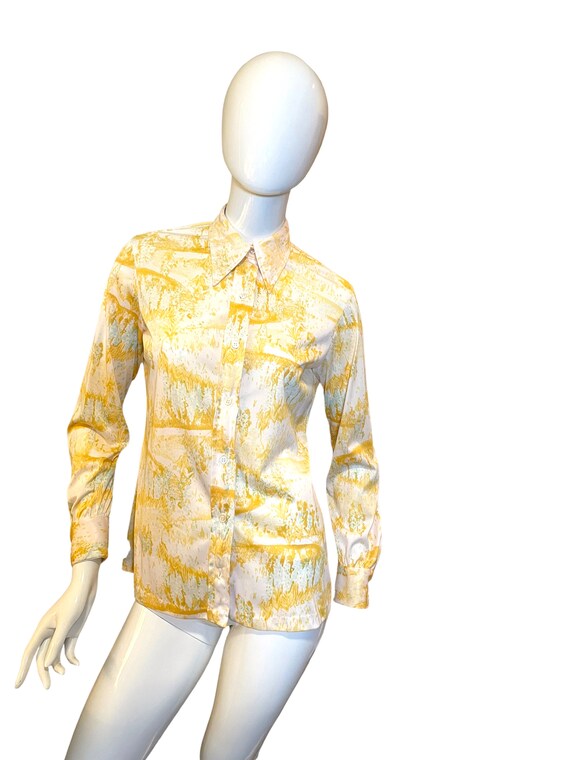 Vera Neumann Medium Yellow Button Up Shirt-Vera Y… - image 10