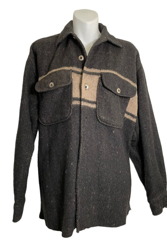 90s Vintage Stripe Shacket: Wool Blend, Unisex, S… - image 2