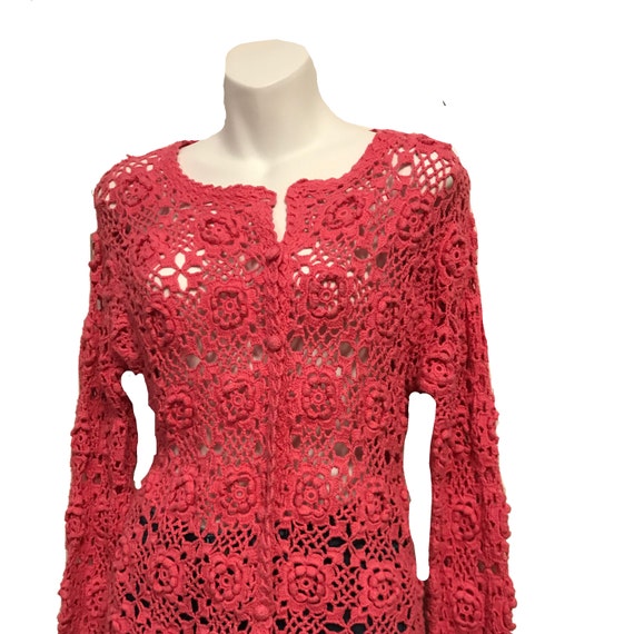 1990s Crochet Floral Cardigan, Crochet Floral Card