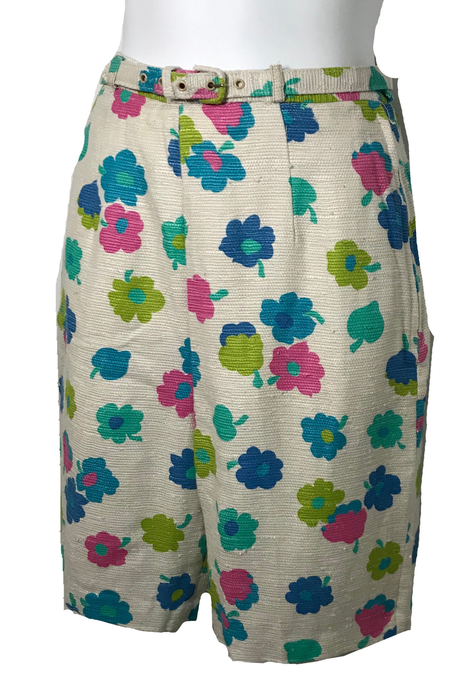 1960s Vintage Floral Bermuda Shorts Etsy