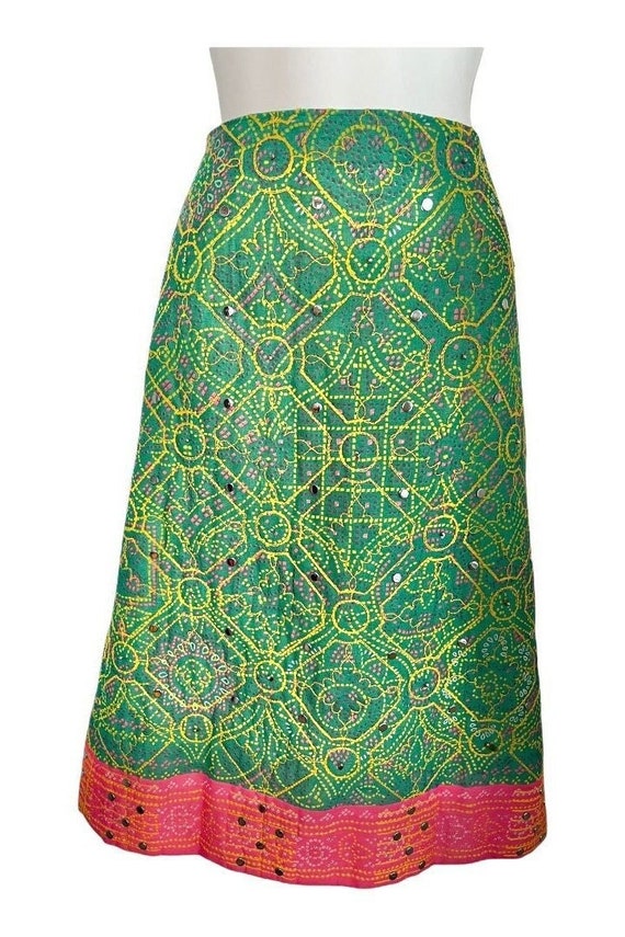 Retro Embroidered Green Quilted Morocco Scales Mi… - image 3