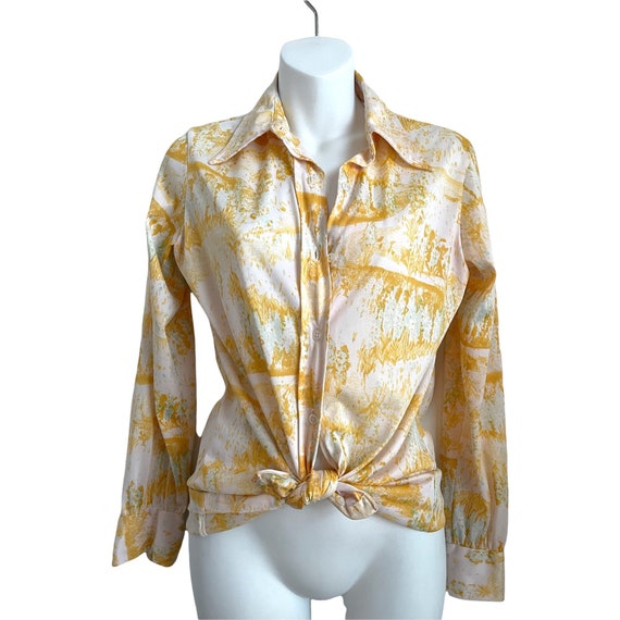 Vera Neumann Medium Yellow Button Up Shirt-Vera Y… - image 1