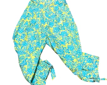 Pantaloni Capri tartaruga multicolore Lilly Pulitzer - Pantaloni retrò per ragazze 6 - Pantaloni Lilly Pulitzer - Pantaloni estivi a pieghe a vita alta in stile nautico per ragazze - Pantaloni harem