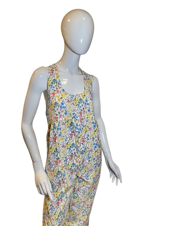 Retro Multicolor Floral Jumpsuit Medium-Medium Fl… - image 8