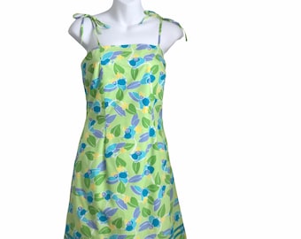 Lilly Pulitzer Multicolor Sundress Dress Small-Retro Small Square Neckline A-line Mini Dress-Multicolor Small Floral Bird Dress Pulitzer