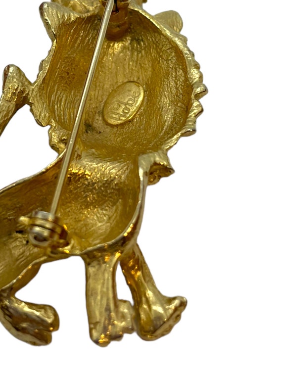 Retro Gold Crown Lion Pearl Hobe Brooch-Midcentur… - image 5