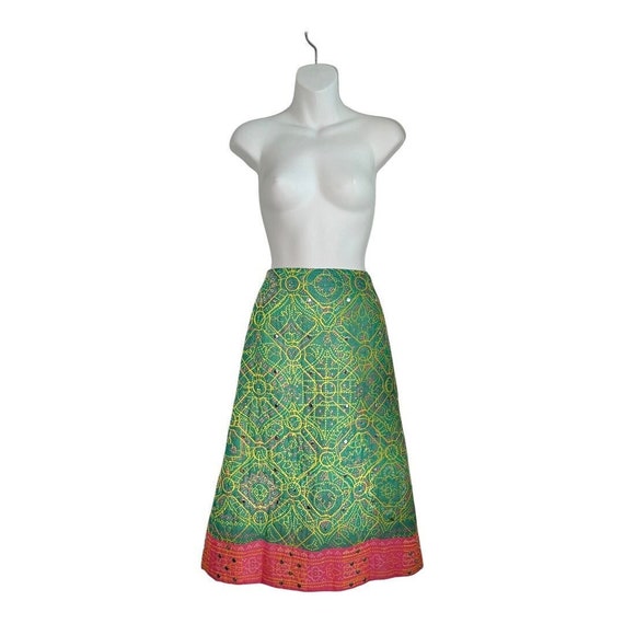 Retro Embroidered Green Quilted Morocco Scales Mi… - image 2
