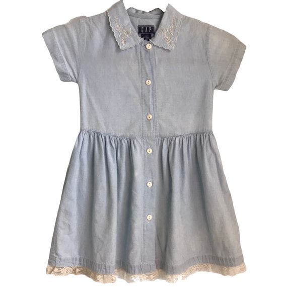 Retro Embroidered Denim Dress Girl XXS Girls-Flor… - image 1