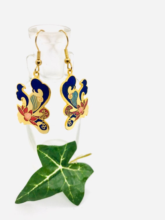 Enamel Floral Vintage Earrings 1980s Summer