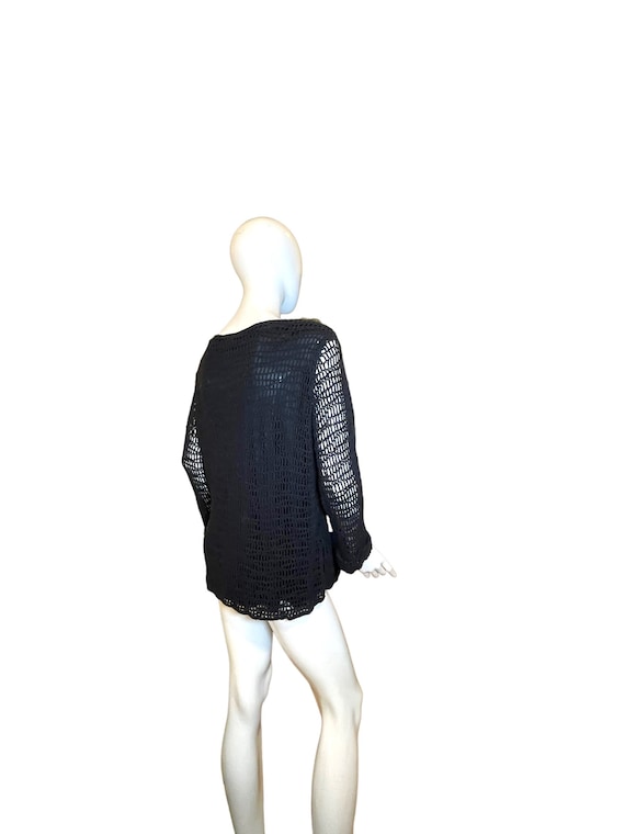 Crochet Black Knit Pullover Sweater/Bohemian Open… - image 6