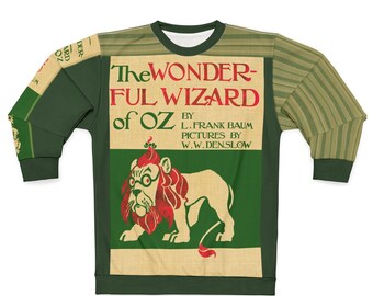 The Wonderful Wizard of Oz Sweatshirt | Vintage Book Cover, Lion Art