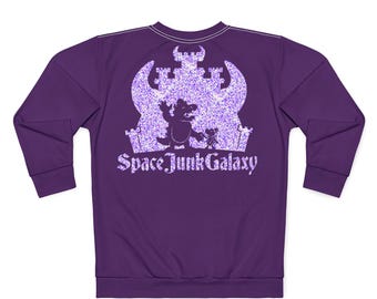 Space Junk Galaxy dragon logo Sweatshirt | purple all-over print crewneck