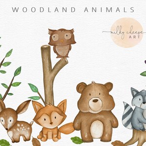 Woodland Animals Clipart, Nursery Decor, Retro Clipart, Nursery Art, Printable Wall Art, Fox Bear Racoon Deer Owl CA003