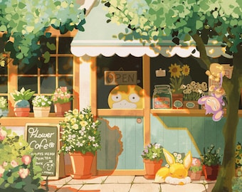 Flower Coffee Art Print