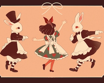 Rabbit Girl Art Print Postcard