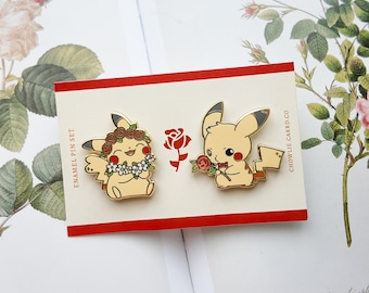 Pikachu Rose Enamel Pin Set