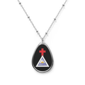 Hermetic Order of the Golden Dawn Cross & Triangle (with dawning Sun) Oval Necklace