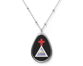 Hermetic Order of the Golden Dawn Cross & Triangle (with dawning Sun) Oval Necklace