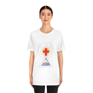 Hermetic Order of the Golden Dawn Cross and Triangle (with hexagram halo) Unisex Jersey Short Sleeve Tee