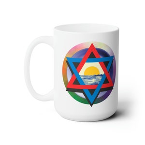Golden Dawn Hexagram Keramikbecher 15oz