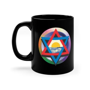 Golden Dawn Hexagram 11oz Black Mug