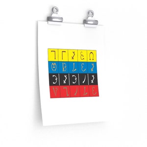 Enochian TABLET OF UNION Poster - Enochian Letters, Flashing Colors (v3)