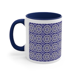 Mystic Blue Hexagrams Coffee Mug, 11oz