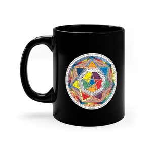 Hermetic Order of the Golden Dawn Color Enochian Sigillum Dei Aemeth 11oz Black Mug