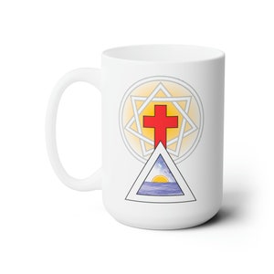 Hermetic Order of the Golden Dawn Cross & Triangle (with Heptagram Halo) Keramikbecher 15oz