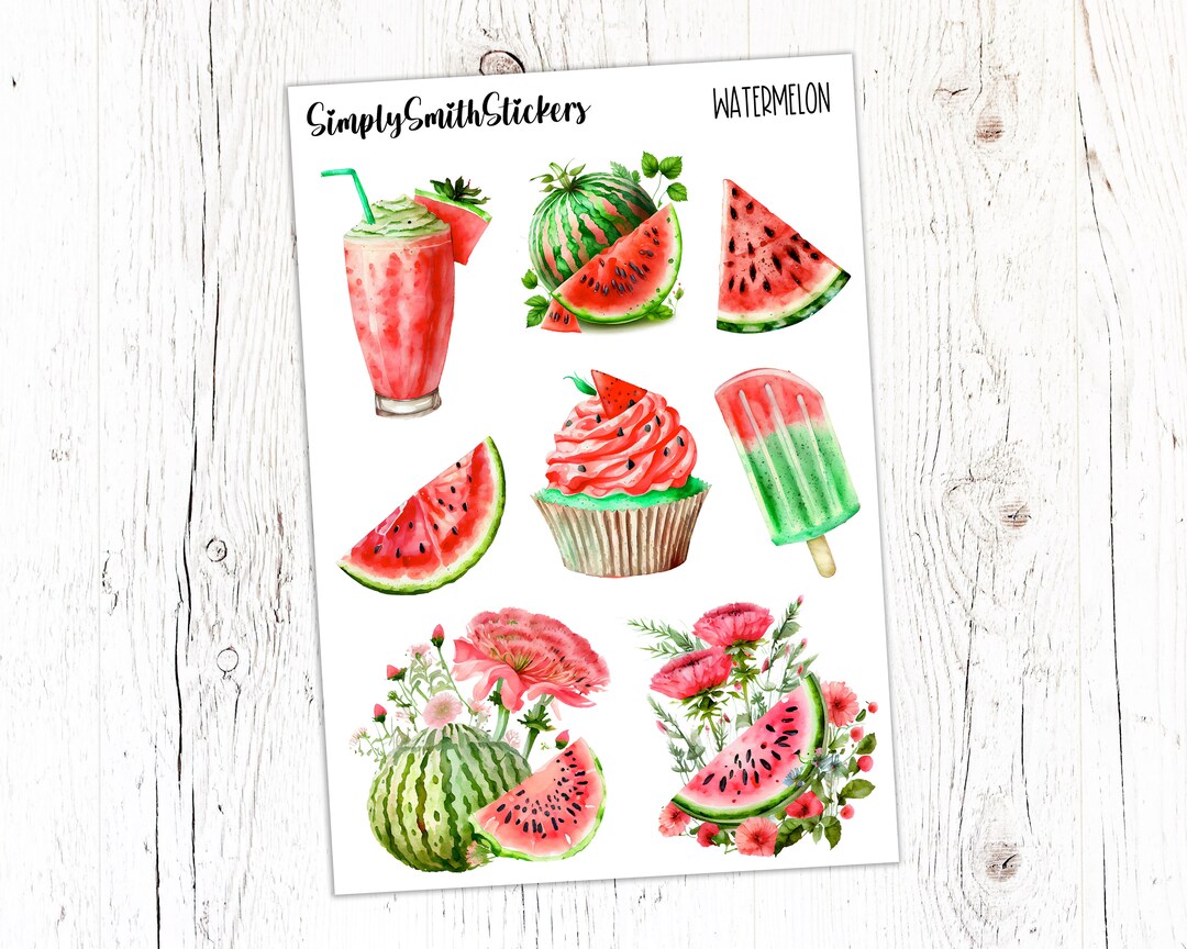 WATERMELON Clear Frosted Matte Stickers | Deco Stickers | Planner ...