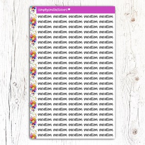 Autocollants de script de VACANCES | Stickers pour agenda | Autocollants de voyage | Rappel d'autocollants pour agenda | Stickers scripts