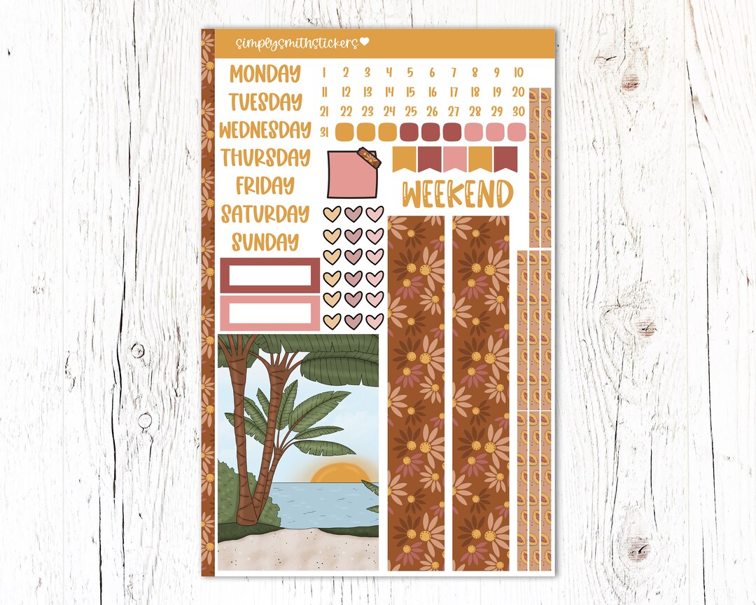 A5 Compact Vertical Mini Kit | SUNSET | Planner Sticker Kit - Etsy