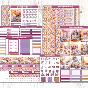 THÉ D'AUTOMNE | Kit d'autocollants pour agenda semainier vertical | Stickers agenda