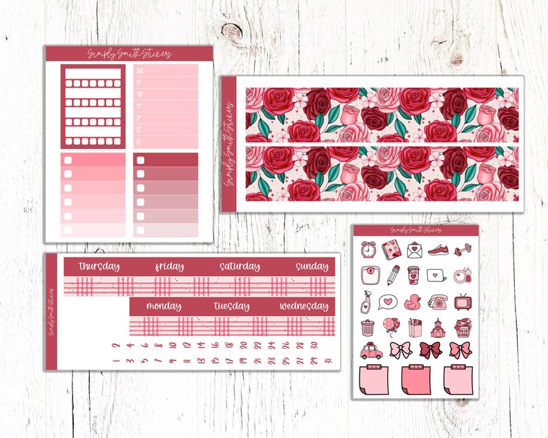 SWEETHEART | Vertical Weekly Planner Sticker Kit | Planner Stickers ...