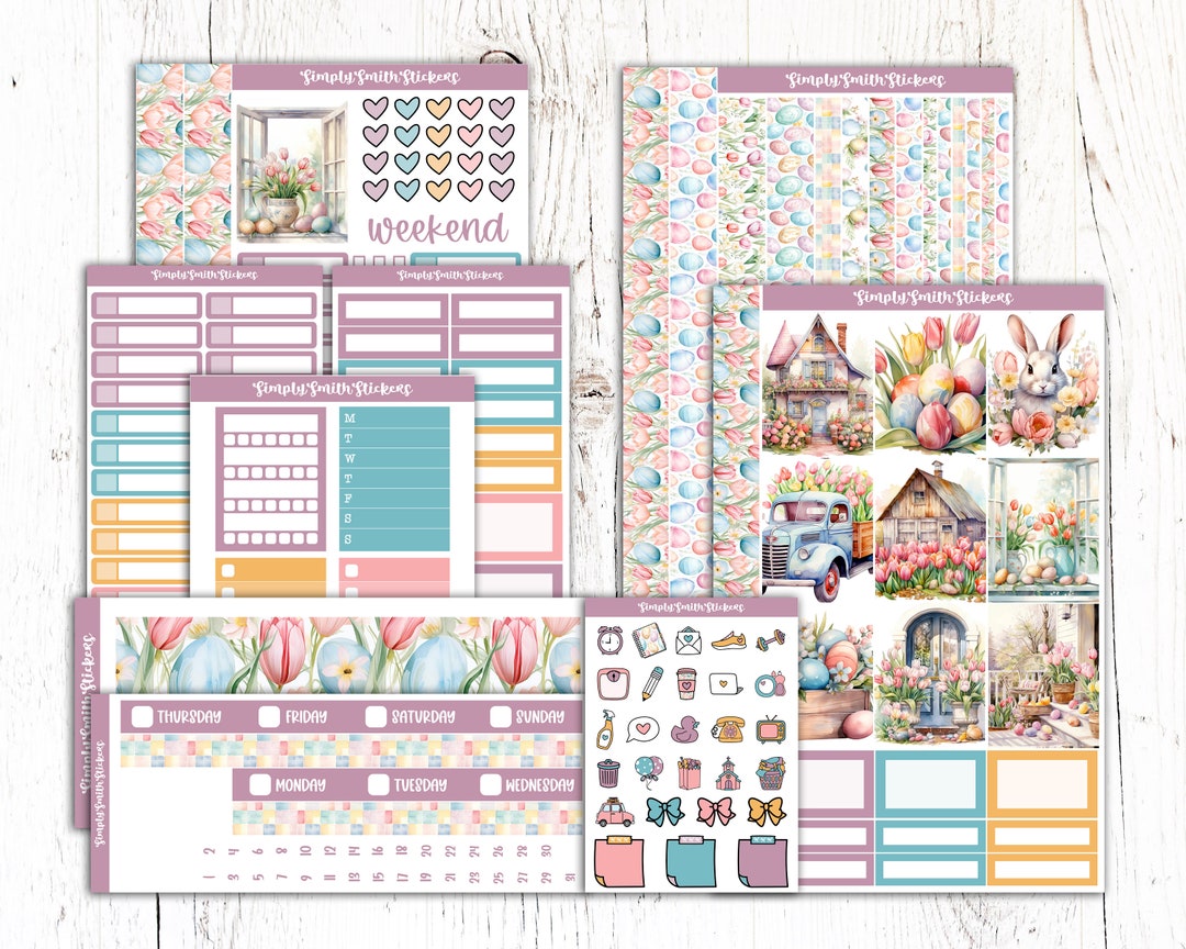 EGG HUNT | Vertical Weekly Planner Sticker Kit | Planner Stickers - Etsy
