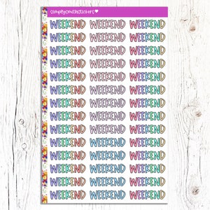 Stickers décalés WEEK-END | Stickers pour agenda | Stickers fonctionnels | Rappel d'autocollants pour agenda | Stickers scripts
