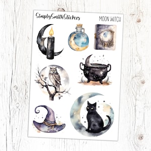 Stickers transparents mats dépoli MOON WITCH | Stickers déco | Stickers agenda